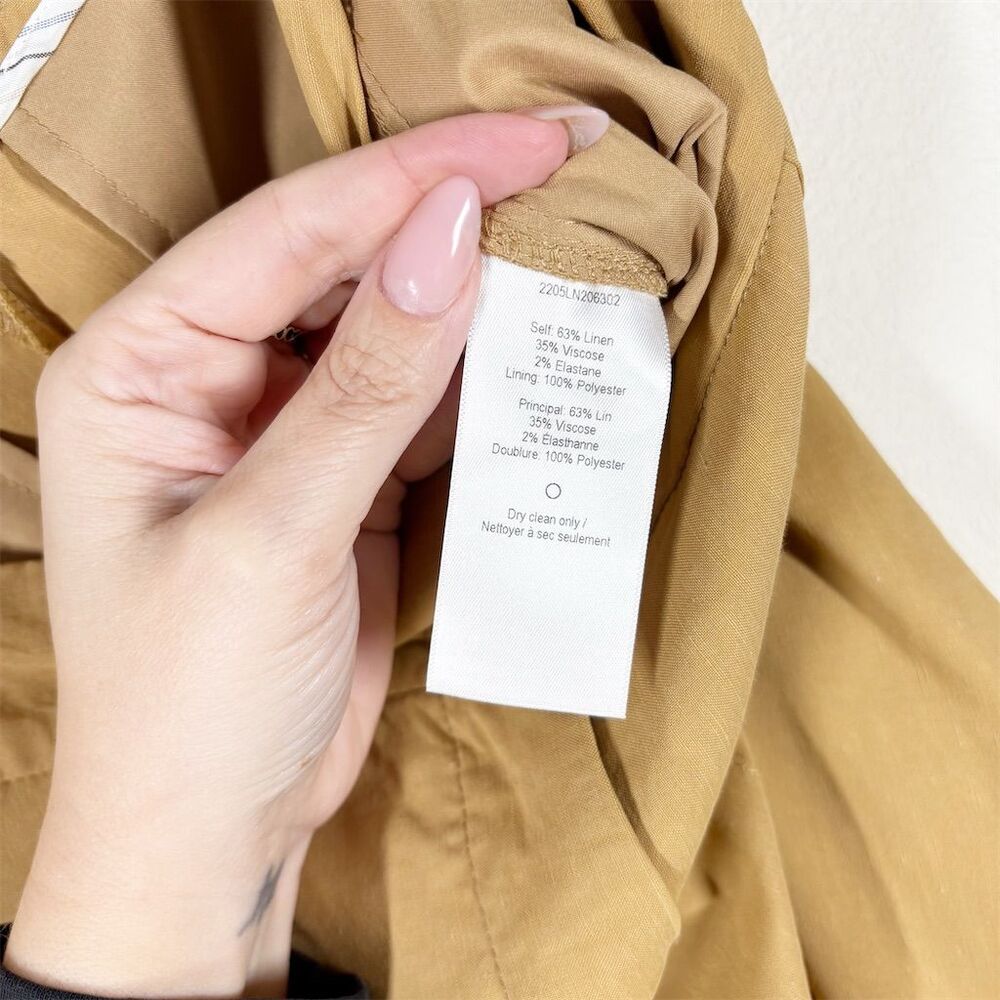 Veronica Beard Lago Stretch Linen Ankle Pant Sz 8 Camel Tan‎ Slim Leg High Rise - Picture 7 of 11